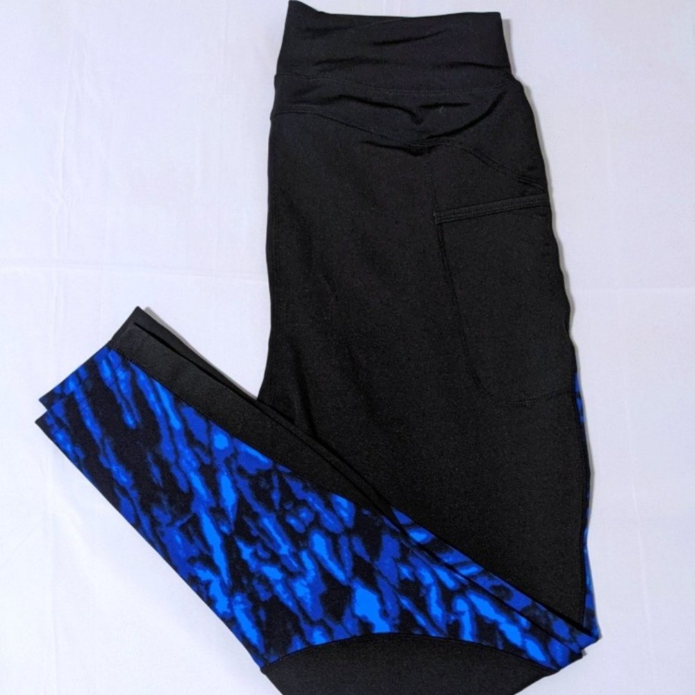 POPfit Piper Leggings, Black & Dark Blue, Size L